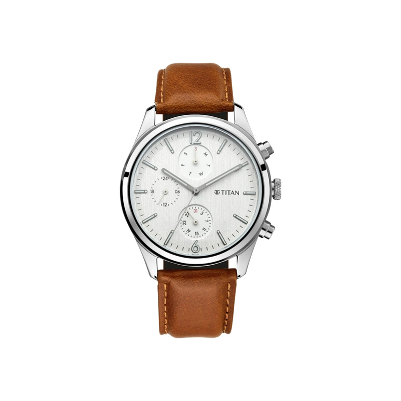 Titan Quartz 1805SL04  Leather Strap Men's Watch