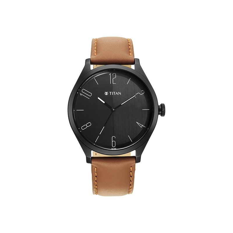 Titan Quartz 1865NL01 Leather Strap Men's Watch