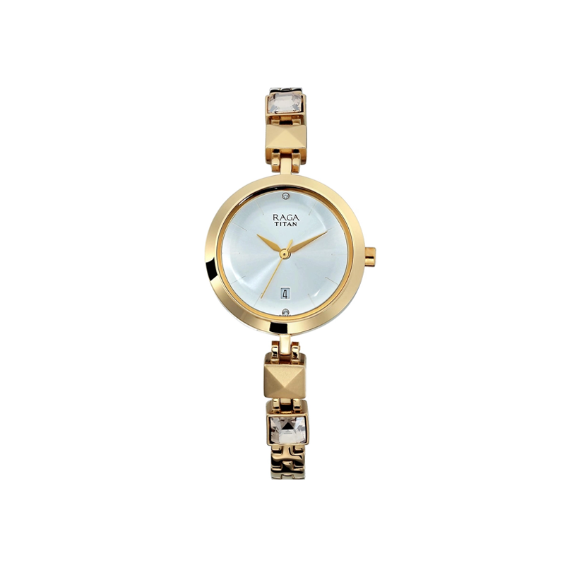 Titan Raga Viva 2606YM01 Quartz Analog Date Metal Strap Women's Watch
