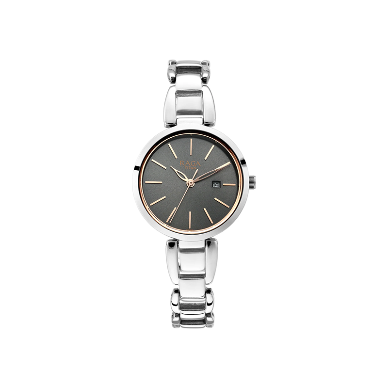 Titan Raga Viva 2642SM01 Quartz Analog Date Metal Strap Women's Watch