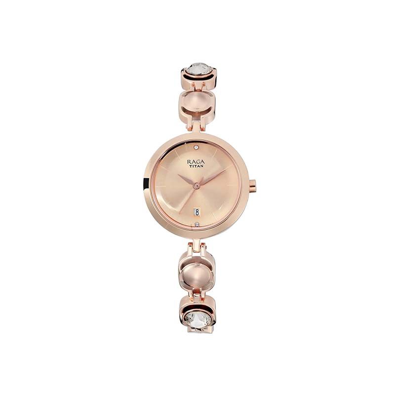 Titan Raga Viva Quartz 2606WM02 Analog Date Metal Strap Women's Watch