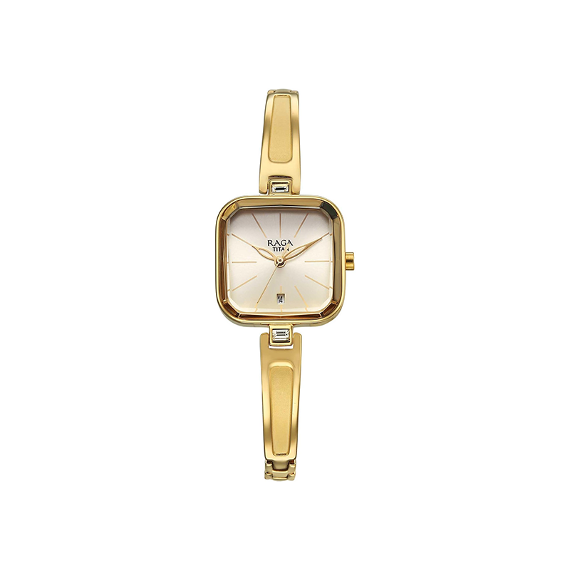 Titan Raga Viva Quartz 2607YM01 Analog Date Metal Strap Women's Watch