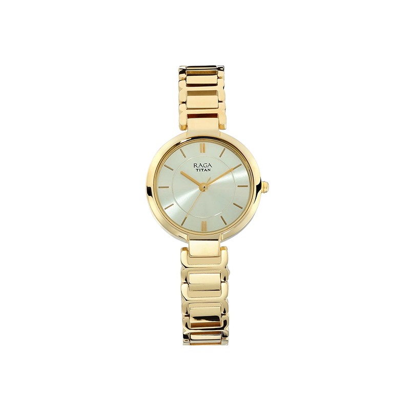 Titan Raga Viva Quartz 2608YM01 Analog Date Metal Strap Women's Watch