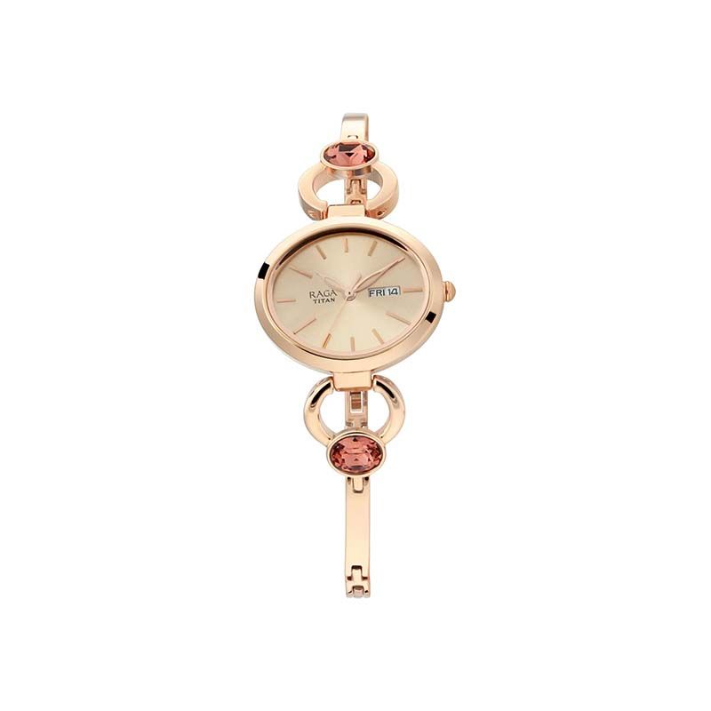 Titan Raga Viva Quartz 2621WM01 Analog Date Metal Strap Women's Watch