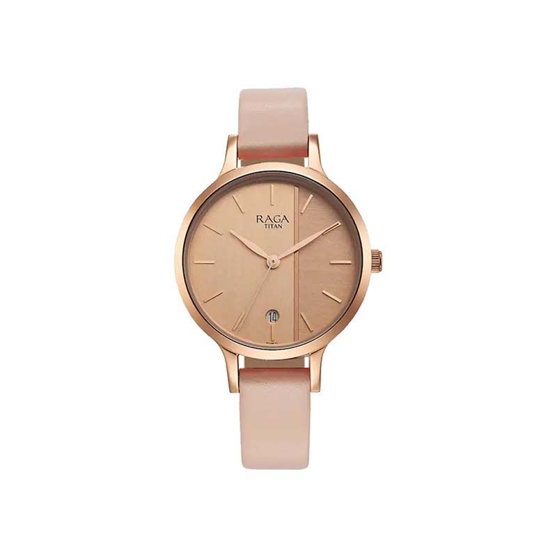 Titan Raga Viva Quartz 2684WL01 Analog Date Leather Strap Women's Watch
