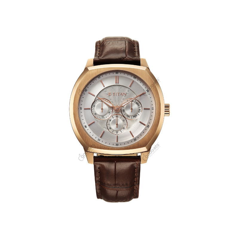 Titan Regalia Arc 90213WL01 Analog with Day Date Second Subdial Brown Leather Strap Men’s Watch