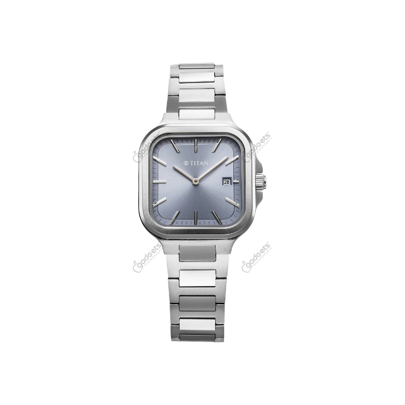 Titan Slim Square 95291SM01 Quartz Analog Silver Color Stainless Steel Strap Women’s Watch