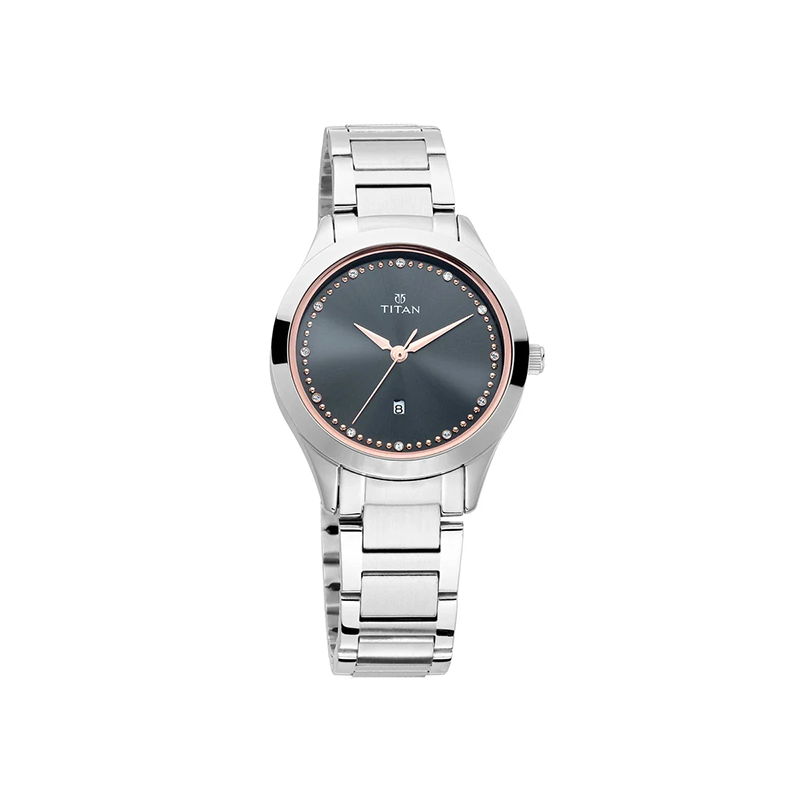 Titan Sparkle 2570SM07 Quartz Analog Date Stainless Steel Strap Women's Watch