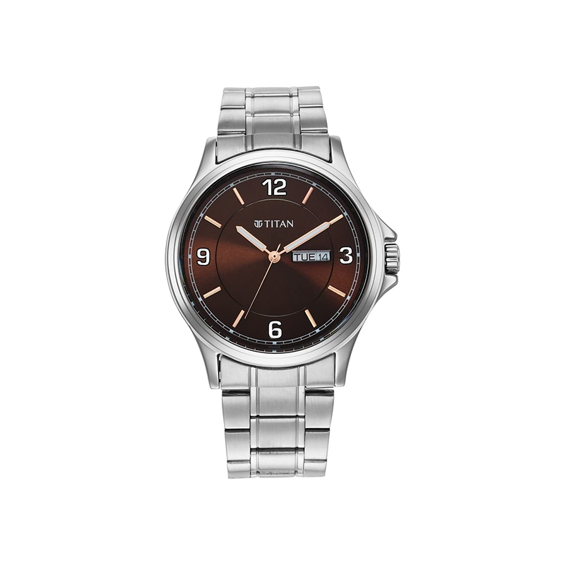 Titan Trendsetters 1870SM02 Analog Day Date Stainless Steel Strap Men’s Watch