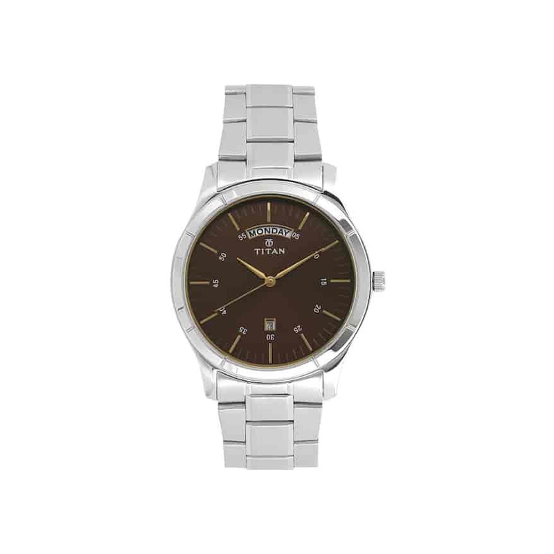 Titan Workwear 1767SM03 Analog Day Date Stainless Steel Strap Men's Watch