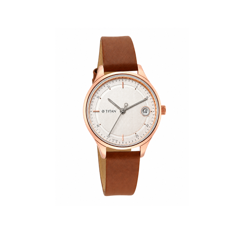 Titan Workwear 2649WL01 Quartz Analog Date Leather Strap Women's Watch