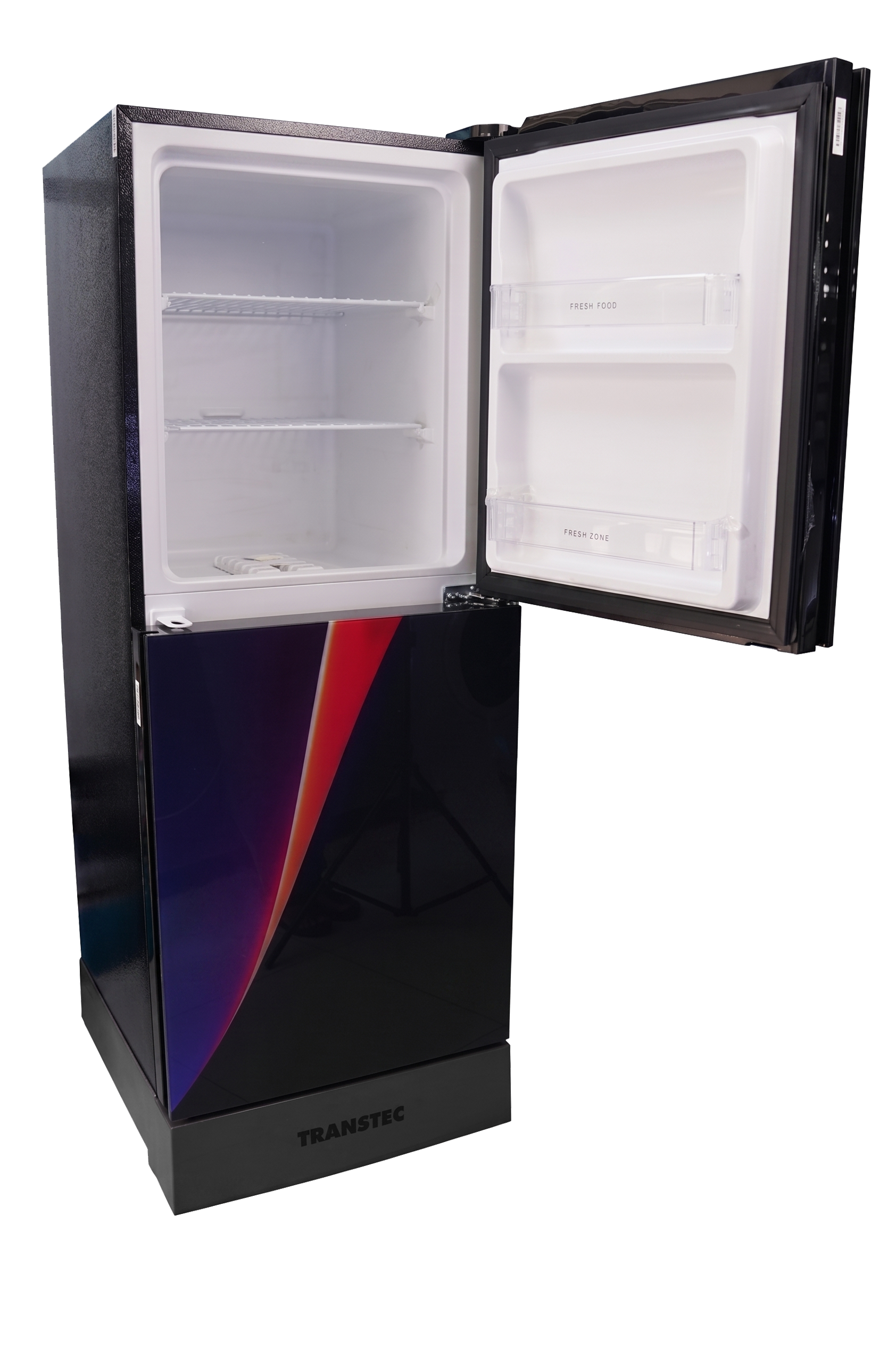 Transtec DC236L GD Crimson Arc refrigerator with freezer door open