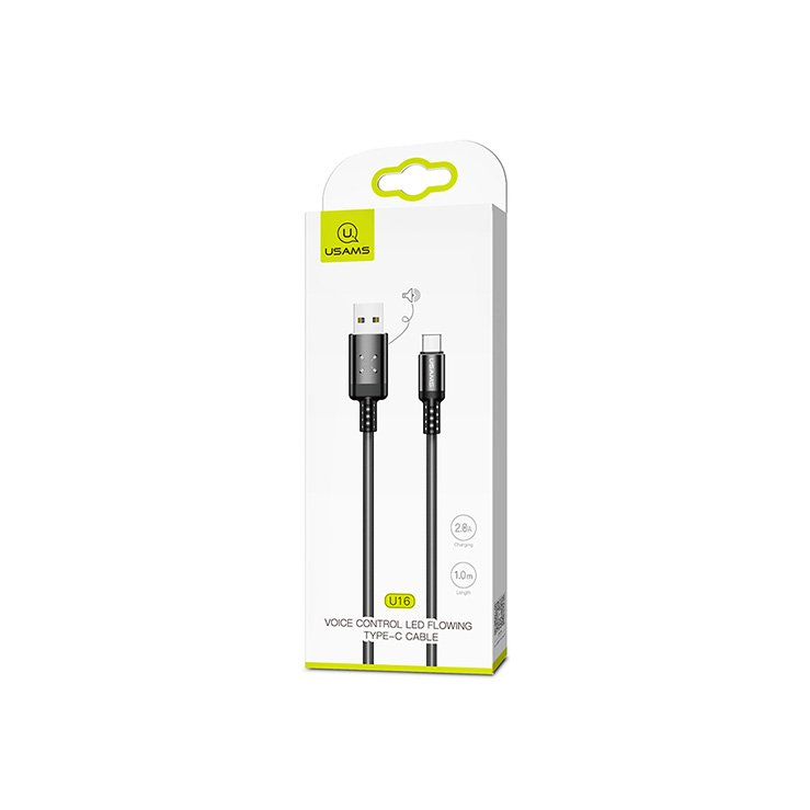 Usams US-SJ287 U16 Voice Control LED Flowing Type-C Cable 1M - Black - official view 3