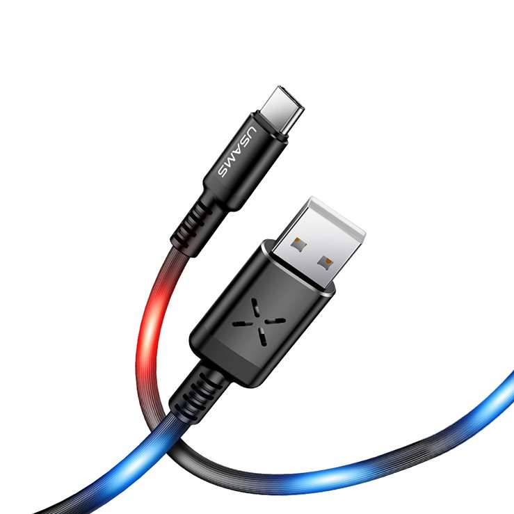 Usams US-SJ287 U16 Voice Control LED Flowing Type-C Cable 1M - Black - official view 2