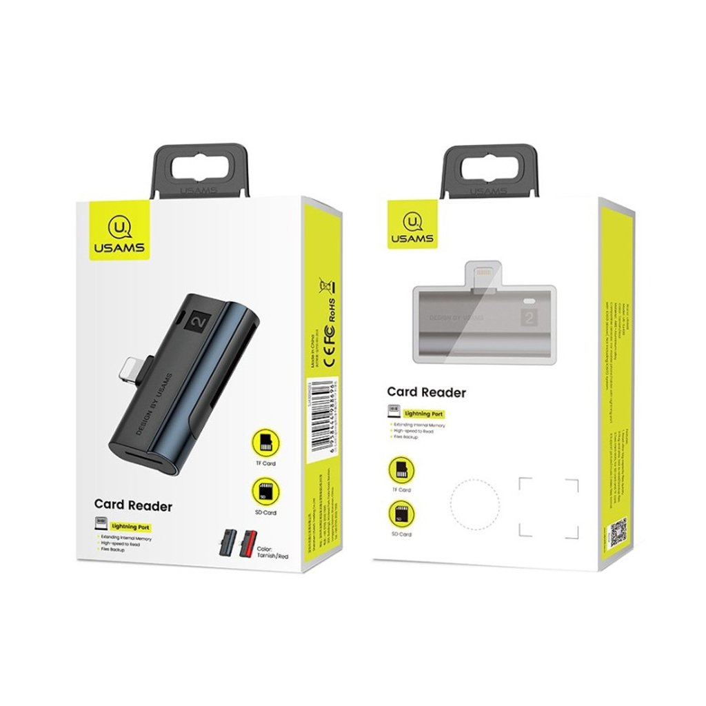 Usams US-SJ430 Lightning Port Card Reader(SD card+TF card） - official view 4