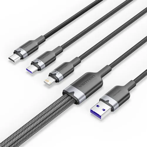 Vention CTRBG 1.5M 120W 3-in1 USB to Type-C & Lightning & Micro-B Cable