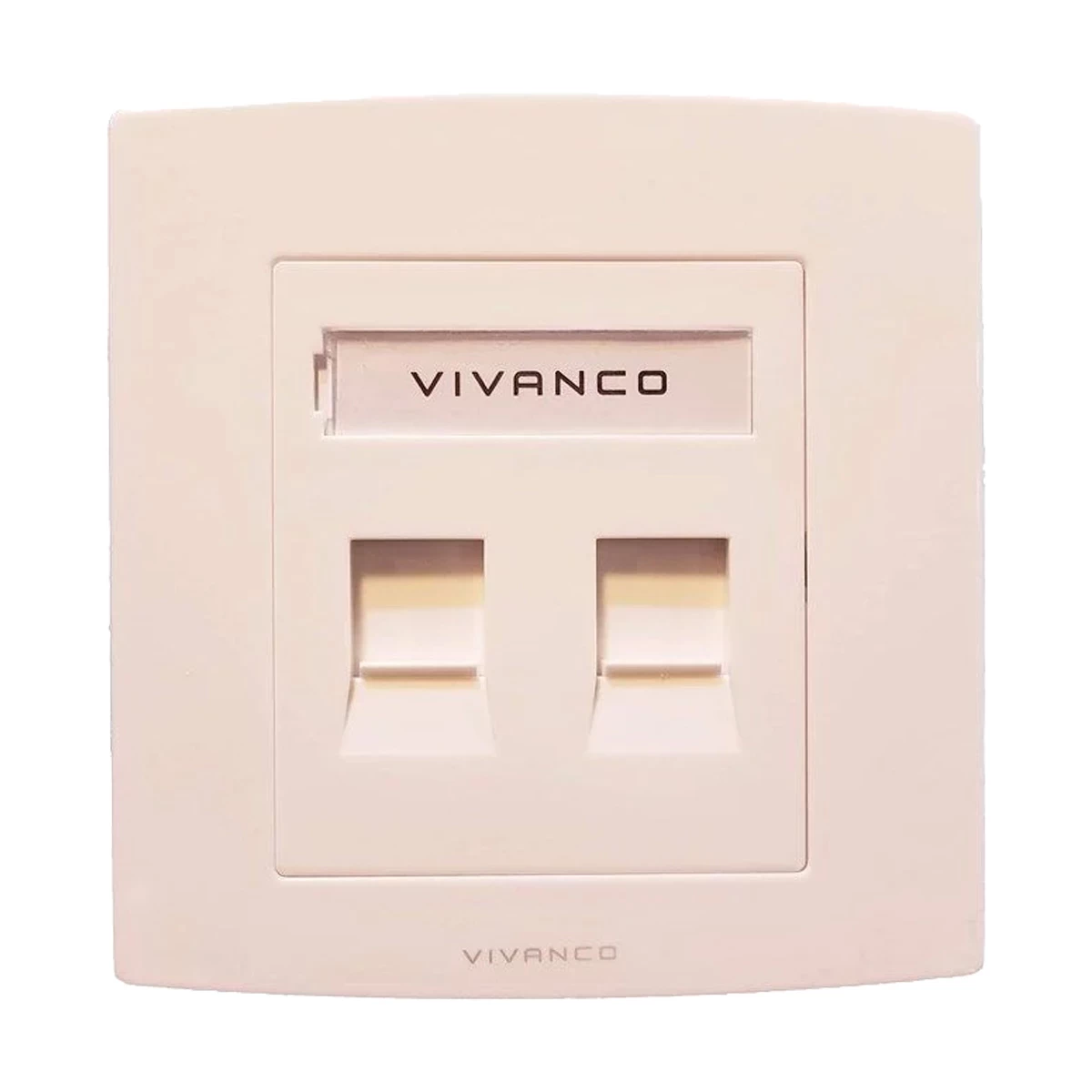 Vivanco 2 Port Face Plate with Shutter # VCA20 Cat6A Jack Compatible