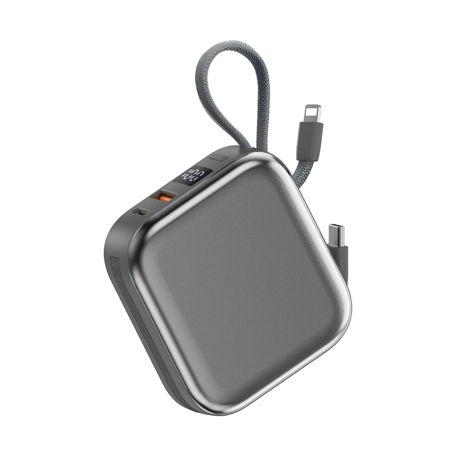 WiWU Cube Dual Cable 10000mAh 22.5W MagSafe Qi Wireless Power Bank #Wi-P055