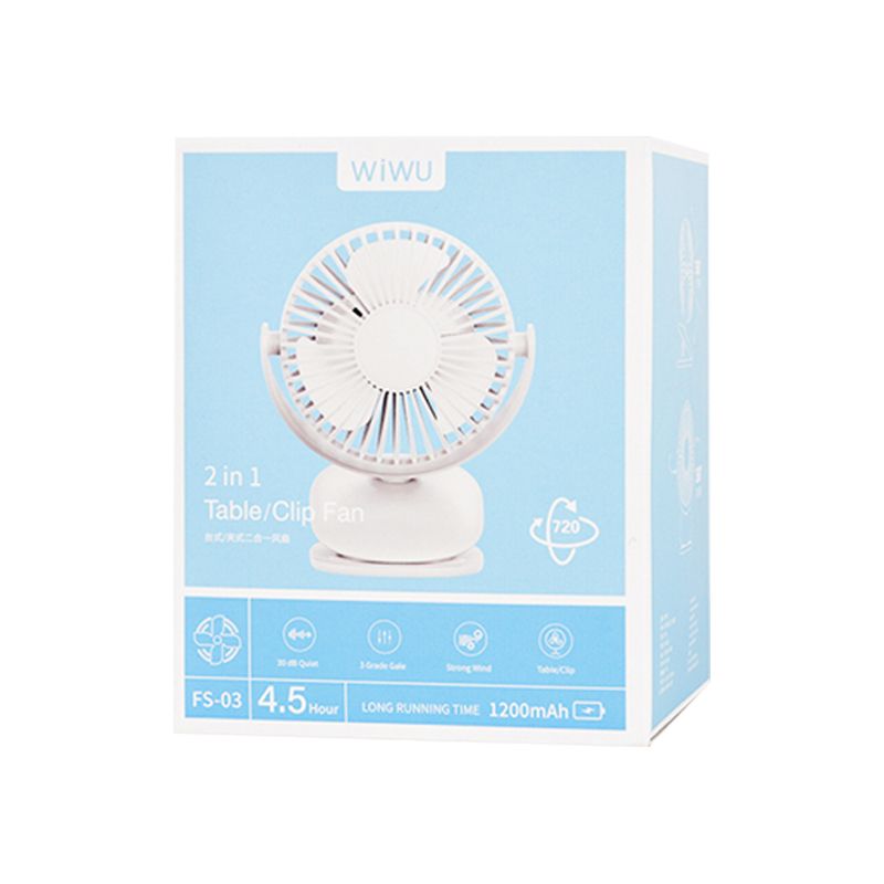 WiWU FS03 2 in 1 Table Clip Fan - official view 2