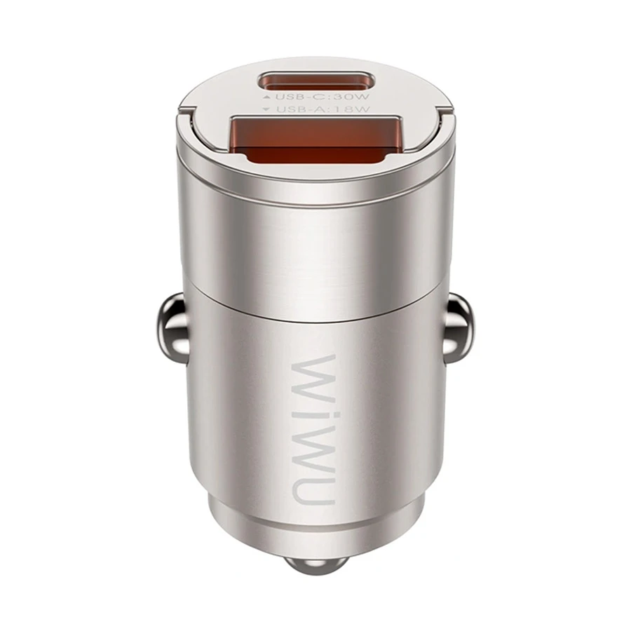 WiWU Nano Series 30W 2 Ports Car Charger (1xUSB-C & 1xUSB-A) #Wi-QC028