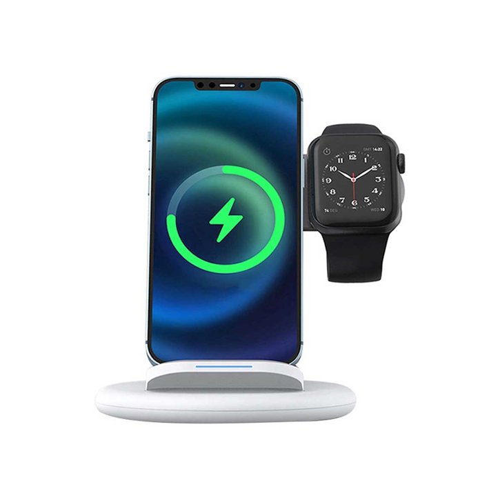 WiWU Power Air 3 in 1 Desktop Wireless Charger Mobile Phone Stand 15W - official view 2