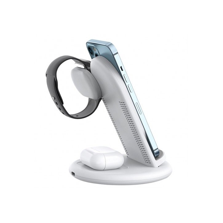 WiWU Power Air 3 in 1 Desktop Wireless Charger Mobile Phone Stand 15W - official view 3