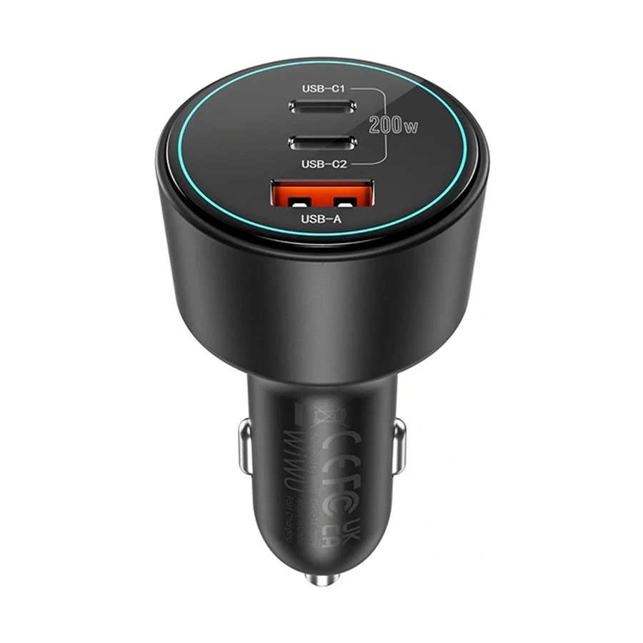 WiWU Starship 200W 3 Ports Car Charger (2xUSB-C & 1xUSB-A) #Wi-QC026