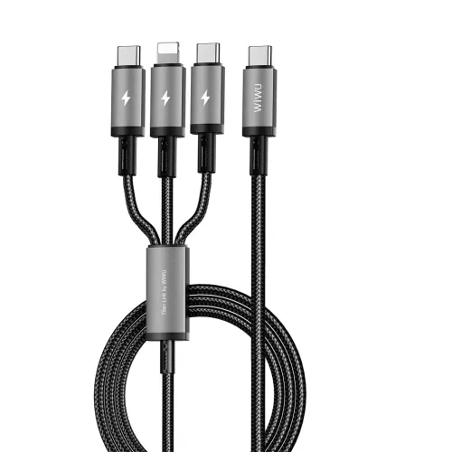 WiWU Wi-C060 3 in 1 66W USB C to Type-C+Type-C+IP Fast Charging Cable