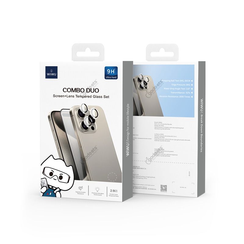 WiWU WI-IP002 2 in 1 Combo Duo Screen + Lens Tempered Glass Set for iPhone 16 Series - official view 4