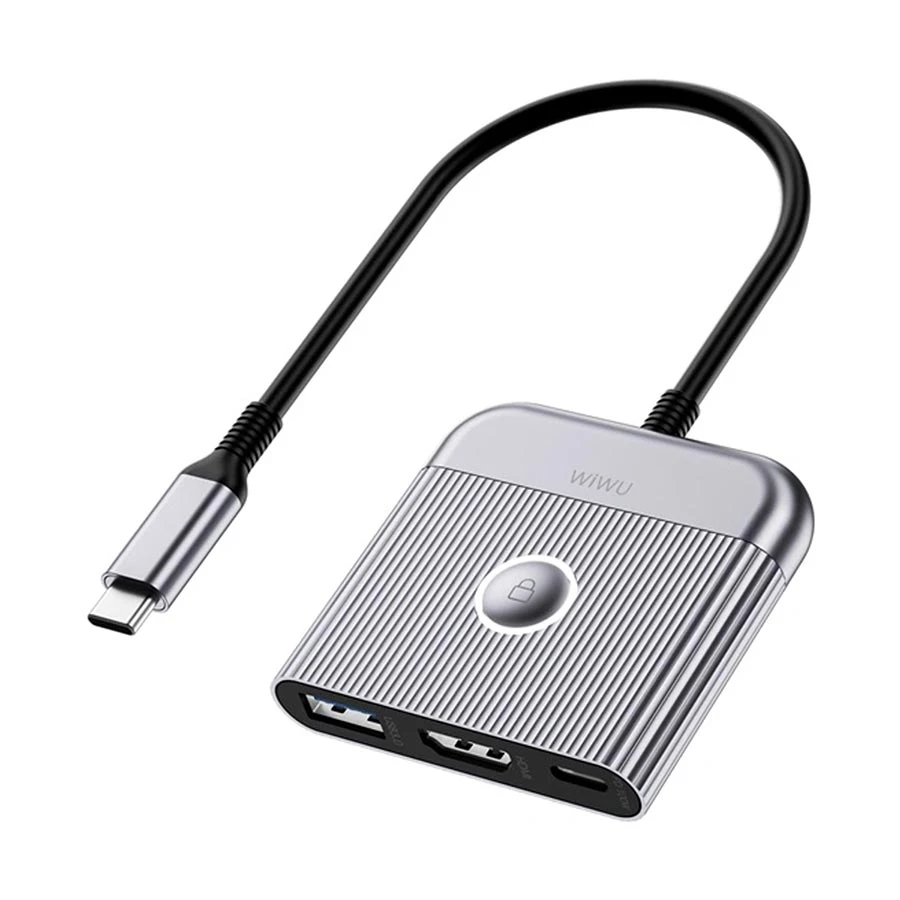 WiWU Travel 3 in 1 Type-C Male to HDMI, USB & Type-C Female Converter #Wi-HB002 (4K)
