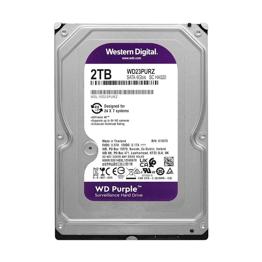 Western Digital 2TB 5400RPM Surveillance HDD #WD23PURZ (3 Year Warranty)
