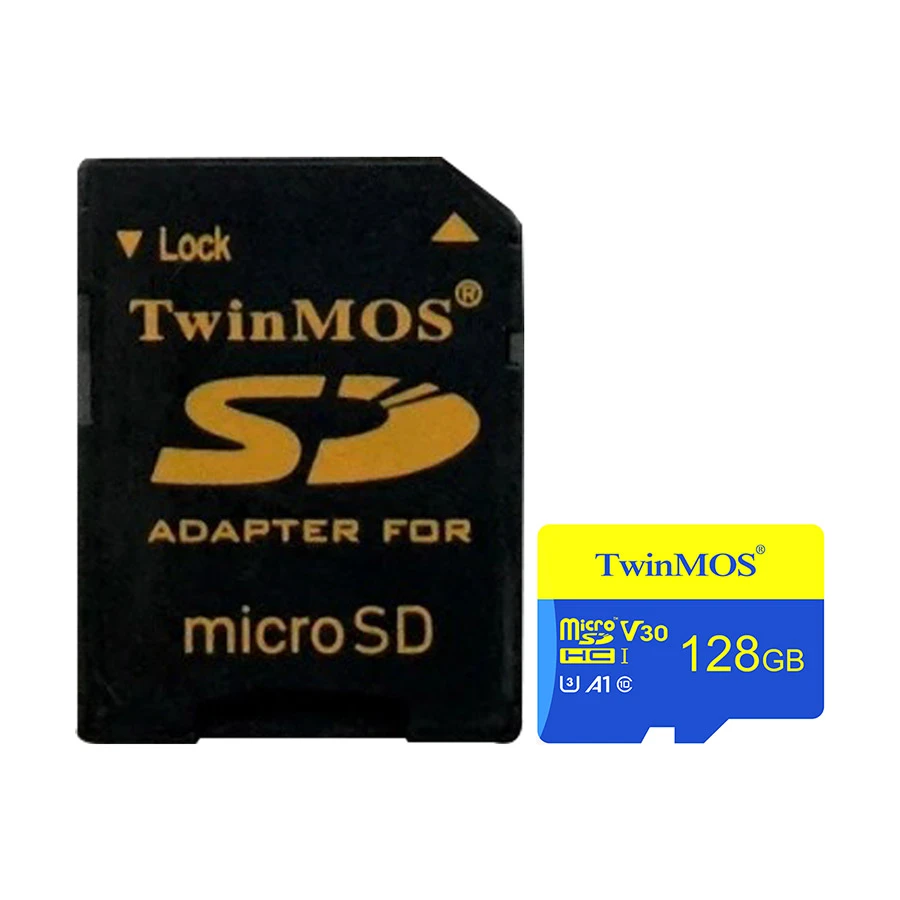 TwinMOS 128GB MicroSDXC UHS-I U3 Class 10 V30 Memory Card with Adapter #TM128MSDXC10V30U3