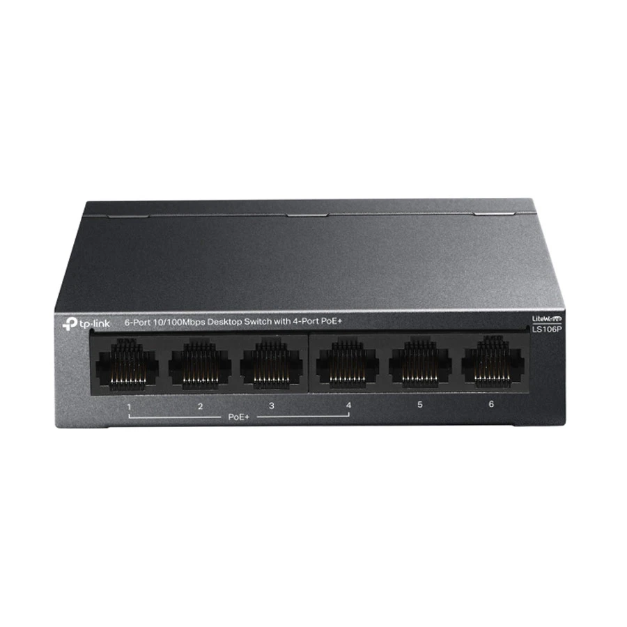 TP-Link LS106P 6-Port 10/100Mbps Unmanaged Desktop Switch with 4 Port PoE+