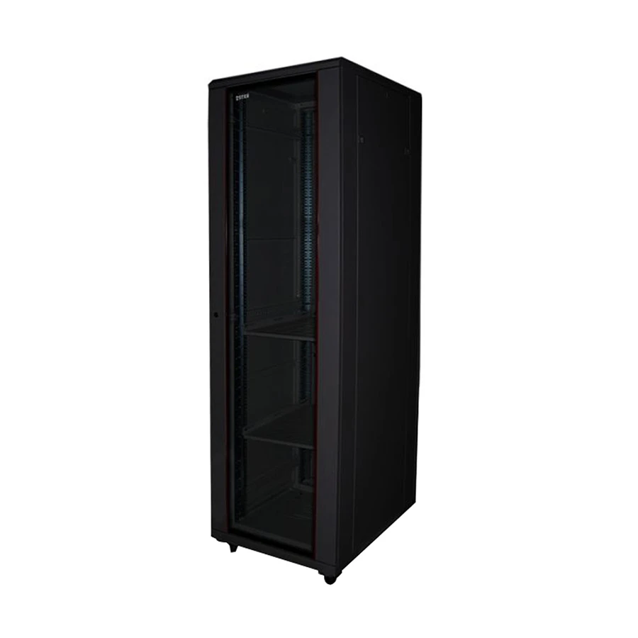 Toten 32U 600x800 Close Floor Stand Server Cabinet and Tempered Glass with Push Lock Front Door & Vented Steel Rear Door with 4 x Fans, 6-Port PDU, 1 x Fixed Tray #GS.6832.7801