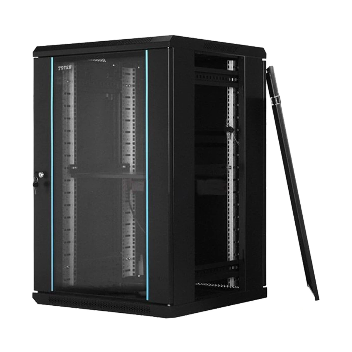 Toten 15U 600x600 Glass Door Wall Mount Rack with 1x 6port PDU