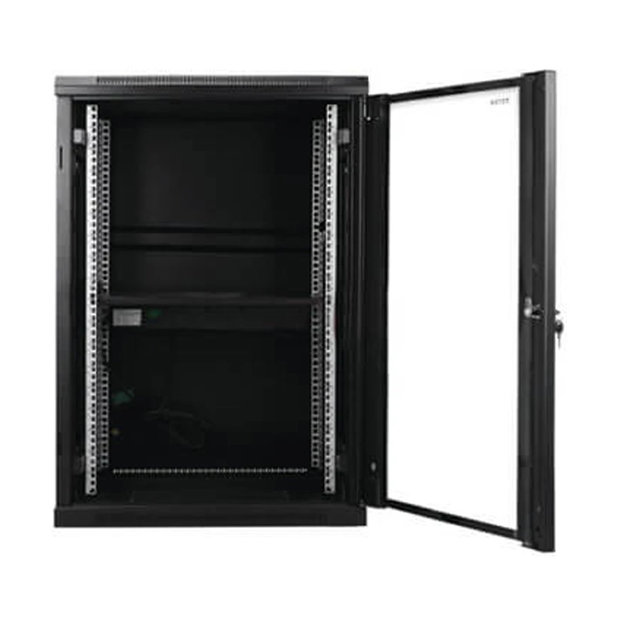 Toten 15U 600x450 Close Rack Wall Mounted Server Cabinet and Tempered Glass Door Round Lock with 2 x Fans, 6-Port PDU #W2.6415.9001