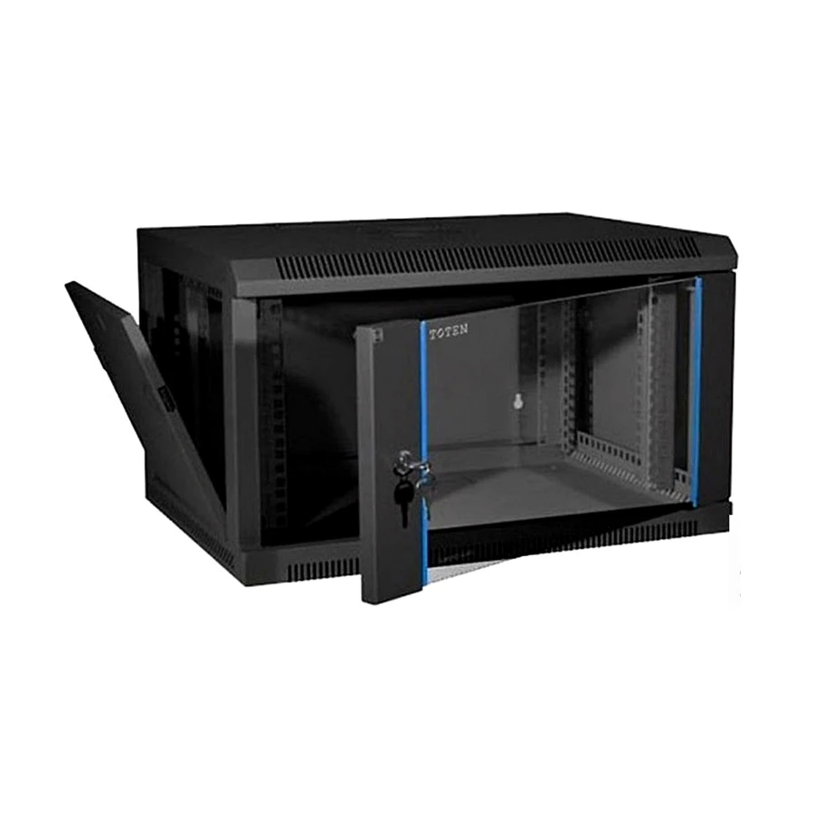 Toten 6U 600x600 Wall Mounted Server Cabinet and Tempered Glass Door with 2 x Fans, 6-Port PDU #P2.6606.9001
