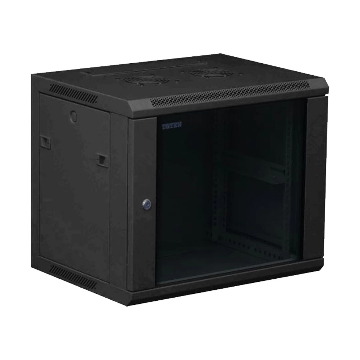 Toten 9U 600x450 Glass Door Wal Mount Rack with 1x 6port PDU