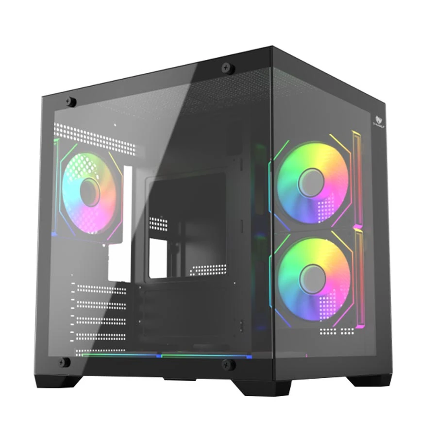 T-WOLF Mystery Box NV X5 Infinity ARGB Tempered Glass Micro-ATX Gaming Desktop Case