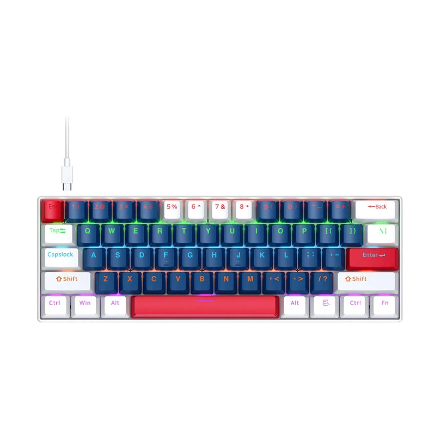 T-WOLF T60 RGB Wired ( Switch) & White Mechanical Gaming Keyboard