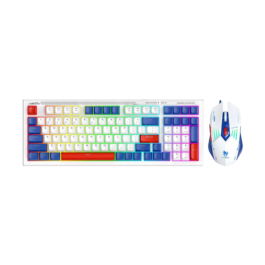 T-WOLF TF610 & Blue Wired Keyboard & Mouse Gaming Combo