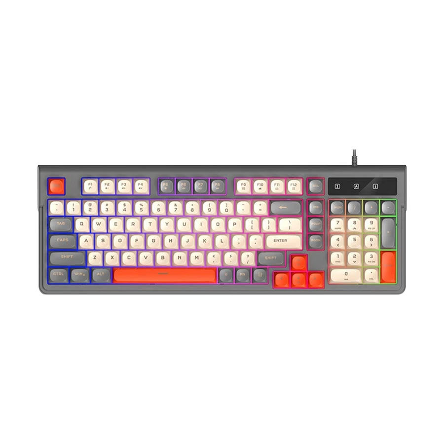 T-WOLF T13 Wired (Cream+Black+Orange Key) Gaming Keyboard