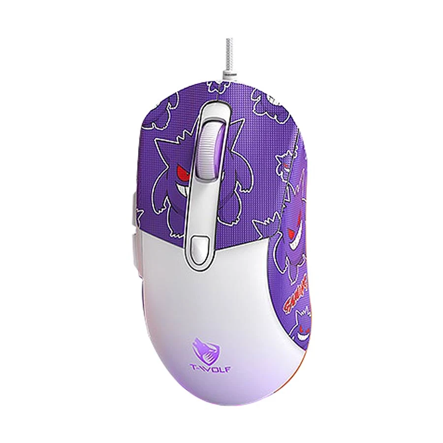 T-WOLF G550 RGB Wired Gaming Mouse With Purple Gengar Kuromi Sticker