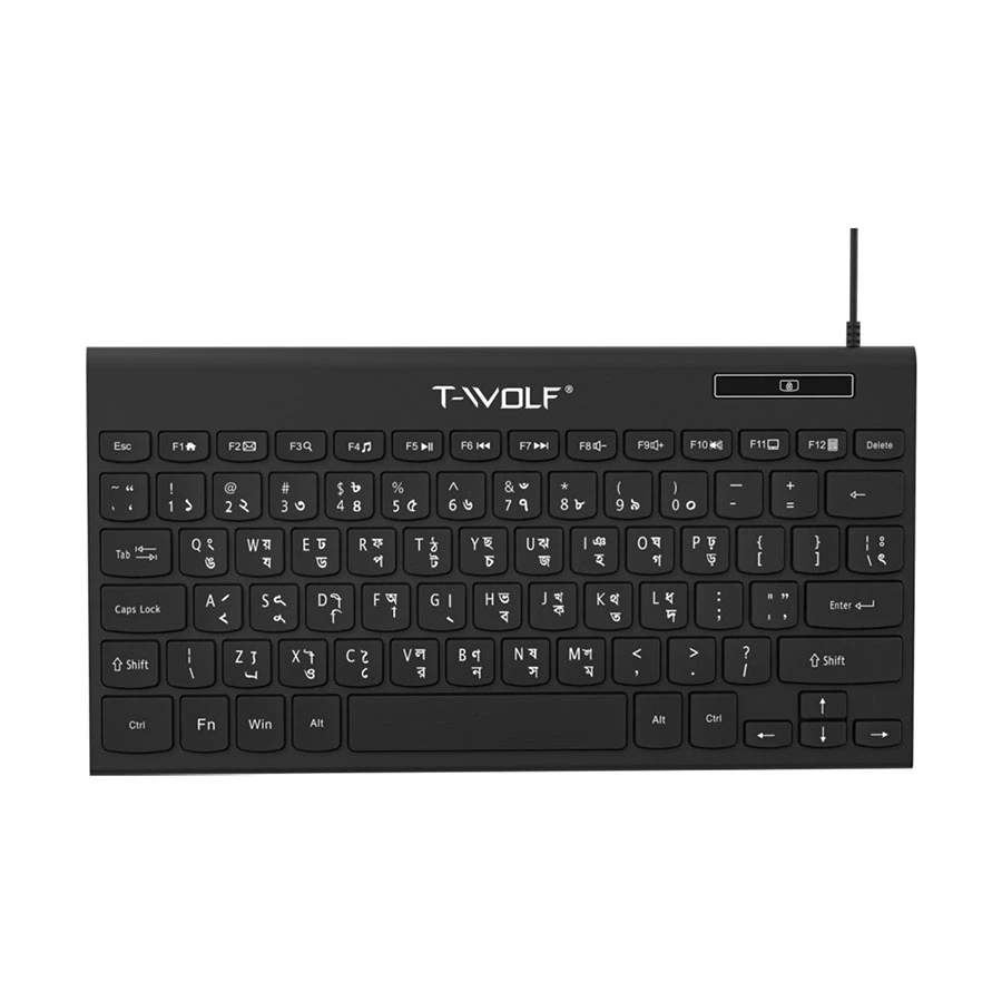 T-WOLF K220 Wired Office Keyboard with Bangla