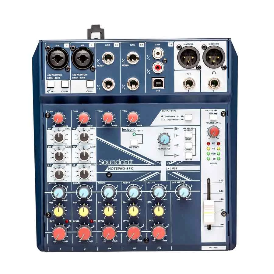 Soundcraft Notepad 8FX 8 Channel Digital Mixing Console with USB I/O And Lexicon Effects