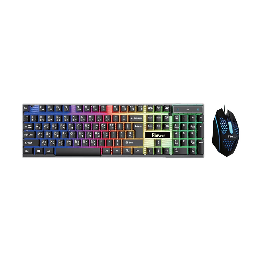 PC Power PGC801TA01 RGB Wired Gaming Keyboard & Mouse Combo with Bangla