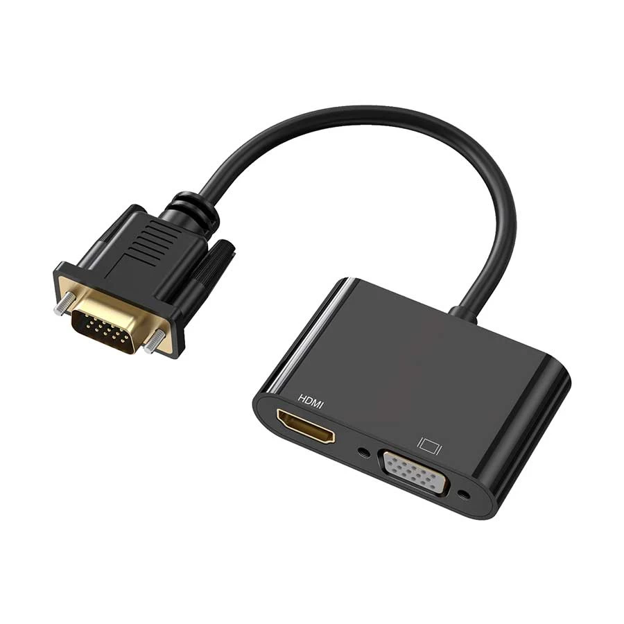 K2 VGA Male to HDMI & VGA Female Converter with Audio