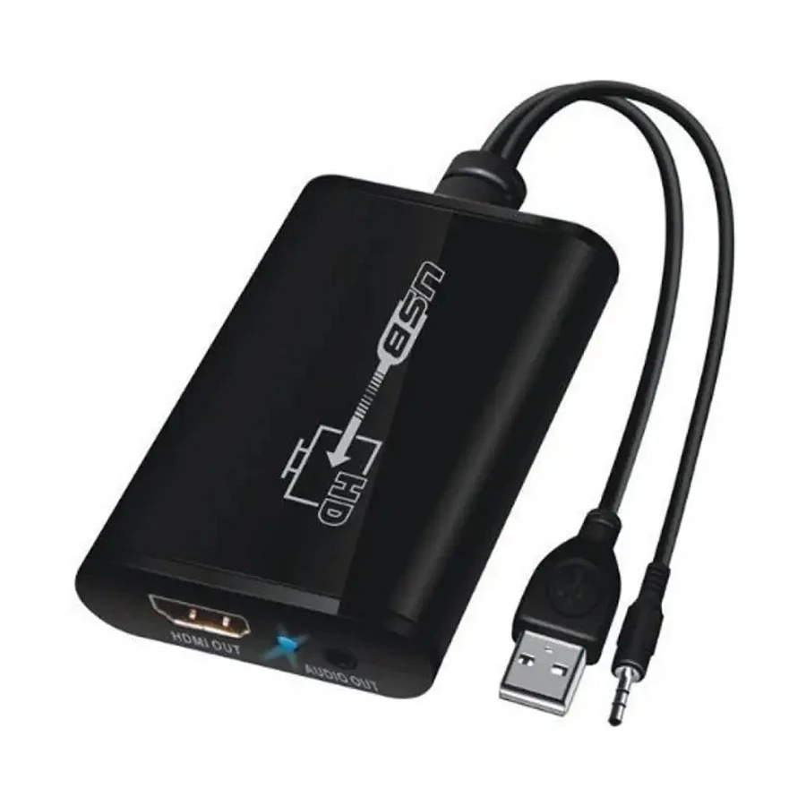 K2 USB & 3.5mm Male to HDMI & 3.5mm Female Multiport Converter