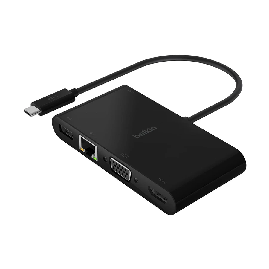 Belkin Type-C Male to Type-C, USB 3.0, LAN, VGA & HDMI Female Multiport Converter #AVC004btBK